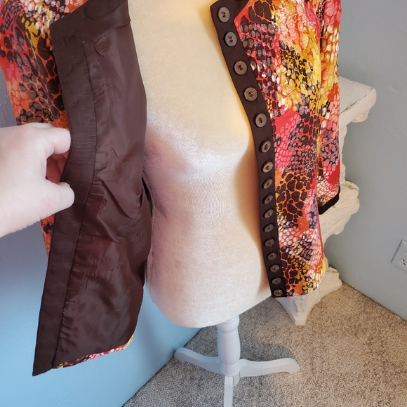 TRENZ by Theresa Renz silk blend animal Blazer C12 - Picture 5 of 11